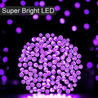 Potive Purple Solar Lights Outdoor Waterproof, 2 Pack Each 75.5Ft 200 Led Solar String Lights, 8 Modes Valentines Day Solar Lights For Tree Party Yard Halloween Christmas Decorations