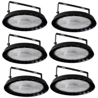 300W Led Ufo High Bay Light, 30000Lm Led Floodlight Warehouse Light, Ip65 Waterproof Ufo Led Indoor Spotlight 6000-6500K With Cool White For Garage, Workshops, Factory, Halls (6 Pieces, 300W)