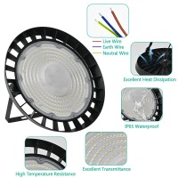 300W Led Ufo High Bay Light, 30000Lm Led Floodlight Warehouse Light, Ip65 Waterproof Ufo Led Indoor Spotlight 6000-6500K With Cool White For Garage, Workshops, Factory, Halls (6 Pieces, 300W)