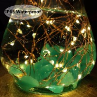 Solar Copper String Lights 2 Pack 100 Led Solar Fairy Lights 33 Feet 8 Modes Sliver Wire Lights Waterproof Outdoor String Light