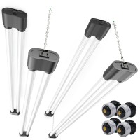 Ensenior 4 Pack Linkable Led Utility Shop Light With E26 Socket Adapter, 4 Ft, 4400Lm, 36W Eqv 280W, 5000K Daylight, 48 Inch Shop Light For Garage, Surface Or Hanging Mount, Black, Etl Certified