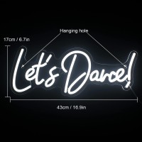 Lets Danced Neon Signs Lets Dance Neon Light Up Sign White Led Word Light Sign Neon Sign Wedding For Dancing Party Bar Accesso