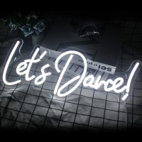 Lets Danced Neon Signs Lets Dance Neon Light Up Sign White Led Word Light Sign Neon Sign Wedding For Dancing Party Bar Accesso