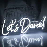 Lets Danced Neon Signs Lets Dance Neon Light Up Sign White Led Word Light Sign Neon Sign Wedding For Dancing Party Bar Accesso