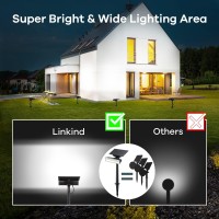 Linkind Solar Spot Lights, Upgraded 54 Leds Daylight Solar Outdoor Lights, Ip67 Waterproof Landscape Spotlights, Dusk-To-Dawn Solar Lights For Garden Pathway Yard Tree Driveway Patio Walkway Pool