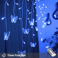 Yolight Butterfly Curtain Lights 13Ft 96 Led Twinkle Fairy Lights 8 Modes String Lights With Remote Butterfly Hanging Decoratio