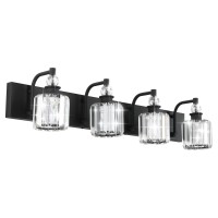 Ralbay Black Crystal Vanity Light Fixtures 4 Light Crystal Bathroom Vanity Lights Fixtures Over Mirror Modern Matte Black Bath Wall Lights