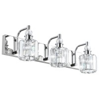 Ralbay Crystal Vanity Light Fixtures 3 Light Modern Crystal Bathroom Lights Fixtures Over Mirror Stainless Steel Chrome Vanity Light For Bathroom Wall Lights Fixtures