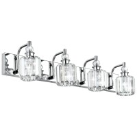 Ralbay Crystal Bathroom Vanity Light 4 Light Modern Crystal Bathroom Lights Fixtures Over Mirror Stainless Steel Chrome Vanity Light For Bathroom Wall Lights Fixtures