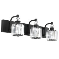 Ralbay Black Crystal Bathroom Lights Fixtures 3 Light Crystal Bathroom Vanity Lights Fixtures Over Mirror Modern Matte Black Bath Wall Lights