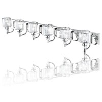 Ralbay Crystal Vanity Lights 6 Light 48 Modern Crystal Bathroom Lights Fixtures Over Long Mirror Stainless Steel Chrome Vanity