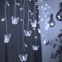 Yolight Butterfly Curtain Lights 13Ft 96 Led Twinkle Fairy Lights Curtain String Lights With Remote Butterfly Hanging Decoratio