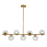 Kco Lighting 7-Light Clear Glass Globe Sputnik Chandelier Lighting Mid Century Modern Pendant Hanging Light Ceiling Gold Brass Chandeliers For Kitchen Island Dining Living Room