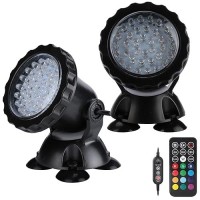 Zhgservu Pond Light Underwater Fountain Light With 36 Led Light Bulb Color Changing Submersible Spotlight With Timer Remote