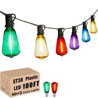 Meidaoduo Multicolor String Lights 100Ft Led Colored String Lights For Outside With 50+2 St38 Edison Colorful String Lights For Outdoor Patio Bistro Gazebo Pergola Backyard