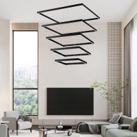 Welaki Modern Square Chandelier, Led Ceiling Light Fixture, Contemporary Chandelier For Villa Living Room Entryway Foyer Staircase