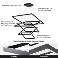 Welaki Modern Square Chandelier, Led Ceiling Light Fixture, Contemporary Chandelier For Villa Living Room Entryway Foyer Staircase