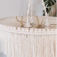 Boho tier fringe chandelier Cotton fringe ceiling light for Boho inspired interior Fringe lighting is made from high quality ecological unbleached cotton threads on very sturdy metal frame 58 cm diameter 30 cm height You will receive your Boho Light ready