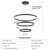 Welaki Large Modern Chandelier, 15.7