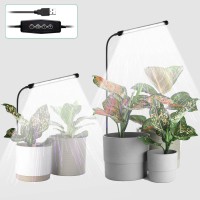 Juhefa Plant Grow Light, 6000K Gooseneck Growing Lamp With Red White Bulbs For Indoor Potted Hanging Plants, 4/8/12H Timing & Multiple Brightness, 2-Pack