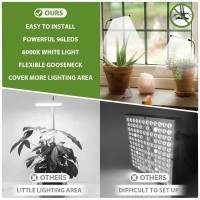 Juhefa Plant Grow Light, 6000K Gooseneck Growing Lamp With Red White Bulbs For Indoor Potted Hanging Plants, 4/8/12H Timing & Multiple Brightness, 2-Pack