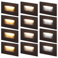 Leonlite 12Pack Premium Series 3Cct 120V Led Step Lights Dimmable 35W Indoor Outdoor Stair Light 3000K4000K5000K Selectabl