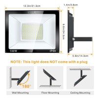 Solla 2 Pack 100W Led Flood Light, Ip66 Waterproof, 8000Lm, 550W Equivalent, Super Bright Outdoor Security Lights, 3000K Warm White, Outdoor Floodlight For Garage, Garden, Lawn And Yard