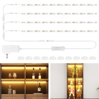 Wobane Led Shelf Light Led Closet Light Kit 4Pcs 20Inch Precut Strip Bars Designed For Shelves Display Case Bookshelf In C