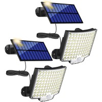 Mpj Solar Light For Outdoor, 106 Led Solar Light Outdoor With Motion Sensor, Ip65 Waterproof, 120? Lighting Angle, Solar Wall Light For Garden With 16.5 Ft Cable, 2 Pack