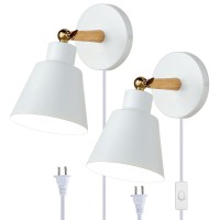 Clankin Plug In Wall Sconces Lighting Fixture Set Of 2 Bedside Wall Mounted Lamp For Industrial Bedroom Hallway Living Room 2