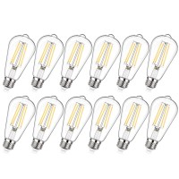 Maxvolador Dimmable Vintage Led Edison Bulb 60W Equivalent, 6W 850Lumens Edison Light Bulbs 3000K Soft White, St58 Antique Led Filament Bulb Cri 85+, E26 Medium Base, Clear Glass, Pack Of 12