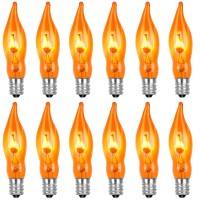 Halloween Flickering Light Bulbs 12 Pack C18 Orange Flickering Flame Light Bulbs E12 Base Flickering Flame Bulbs 1 Watt120 Volt