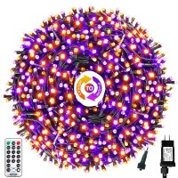 Xtf2015 105Ft 300 Led Color Changing Christmas String Lights, End-To-End Plug Waterproof Halloween Decoration Lights - Outdoor Indoor Orange Purple Strings Lights For Halloween Bedroom Patio Decor