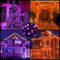 Xtf2015 105Ft 300 Led Color Changing Christmas String Lights, End-To-End Plug Waterproof Halloween Decoration Lights - Outdoor Indoor Orange Purple Strings Lights For Halloween Bedroom Patio Decor