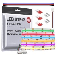 Btflighting Fcob Cob Led Strip Rgbw 3000K Flexible High Density Uniform Light 896Ledm 164Ft Dc24V 12Mm Width Color Changing L