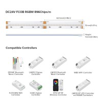 Btflighting Fcob Cob Led Strip Rgbw 3000K Flexible High Density Uniform Light 896Ledm 164Ft Dc24V 12Mm Width Color Changing L