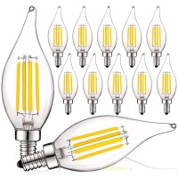 Luxrite Vintage Candelabra Led Bulb 60W Equivalent, 550 Lumens, 3500K Natural White, Led Chandelier Light Bulbs 5W, Dimmable, Flame Tip Clear Glass, Filament Led Candle Bulbs, E12 Base (12 Pack)