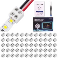 60 Pcs 8Mm 2-Pin Solderless Led Strip Connectors, Reliable Led Light Strip Connectors Screw Down 8Mm Tape To Wire, Easy-To-Install Led Connector, Solidly Connected Led Connectors For Strip Lights