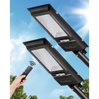 Teekuv 1000W Solar Street Light,200 Leds Solar Powered Dusk To Dawn Outdoor Motion Lights With Control,Led Security Flood Light For Parking Lot,Garage,Home,Ip65 Waterproof Commerical Light,Pack Of 2