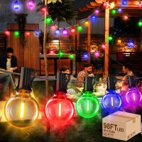 Xurisen 98Ft Outdoor String Lights Patio Led G40 Globe Light With 32 Shatterproof Bulbs Ul Listed Waterproof Hanging Lighting Fo