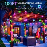 Xurisen 98Ft Outdoor String Lights Patio Led G40 Globe Light With 32 Shatterproof Bulbs Ul Listed Waterproof Hanging Lighting Fo