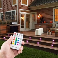 Hihihomy Low Voltage Recessed Led Deck Lights Kits,16 Pack Multi Color Rgb Led Deck Lights, Ip67 Waterproof Stair Lights Outdoor,F42Mm Led Deck Lighting With Remote For Patio, Pathway,Garden