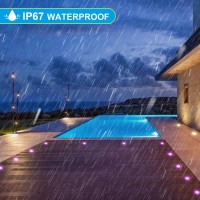 Hihihomy Low Voltage Recessed Led Deck Lights Kits,16 Pack Multi Color Rgb Led Deck Lights, Ip67 Waterproof Stair Lights Outdoor,F42Mm Led Deck Lighting With Remote For Patio, Pathway,Garden