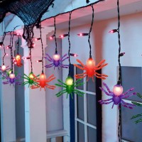 Halloween Spider String Lights 7Ft Halloween Decorative String Lights With 10 Multicolor Spider And 15 Purple Mini Bulbs Ul Lis