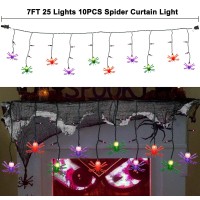 Halloween Spider String Lights 7Ft Halloween Decorative String Lights With 10 Multicolor Spider And 15 Purple Mini Bulbs Ul Lis