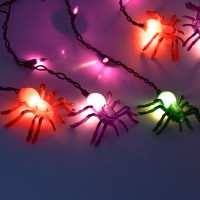 Halloween Spider String Lights 7Ft Halloween Decorative String Lights With 10 Multicolor Spider And 15 Purple Mini Bulbs Ul Lis