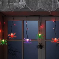 Halloween Spider String Lights 7Ft Halloween Decorative String Lights With 10 Multicolor Spider And 15 Purple Mini Bulbs Ul Lis