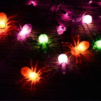 Halloween Spider String Lights 7Ft Halloween Decorative String Lights With 10 Multicolor Spider And 15 Purple Mini Bulbs Ul Lis