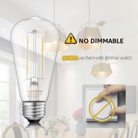 Lumiverse E26 Vintage Led Edison Bulbs Cri 90+, 5.5W 60W Equivalent, 2700K Soft White, Non-Dimmable Antique Style St19/St58 Led Light Filament Bulbs, 4 Packs