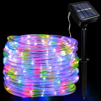 Jimacro Outdoor Solar Led Rope Lights, Ip65 Waterproof Rope Lights 12M/39.4Ft 100Leds Solar Decoration Lights With 8 Lighting Modes, Rope Fairy Light For Garden Tree Party Christmas Decoration